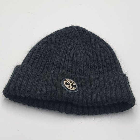 Timberland Other - Timberland Black Ribbed Knit Beanie With Logo Patch For Adults
